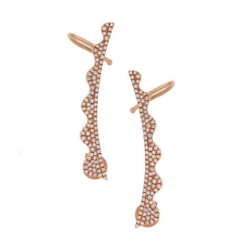 0.45 Ctw 14k Rose Gold Diamond Ear Crawler Earring