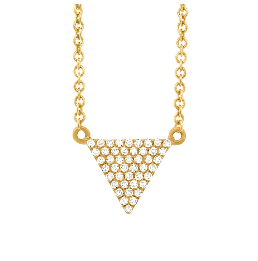 0.13 Ctw 14k Yellow Gold Diamond Pave Triangle Necklace