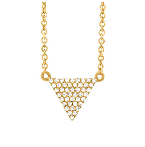 0.13 Ctw 14k Yellow Gold Diamond Pave Triangle Necklace