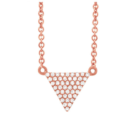 0.13 Ctw 14k Rose Gold Diamond Pave Triangle Necklace