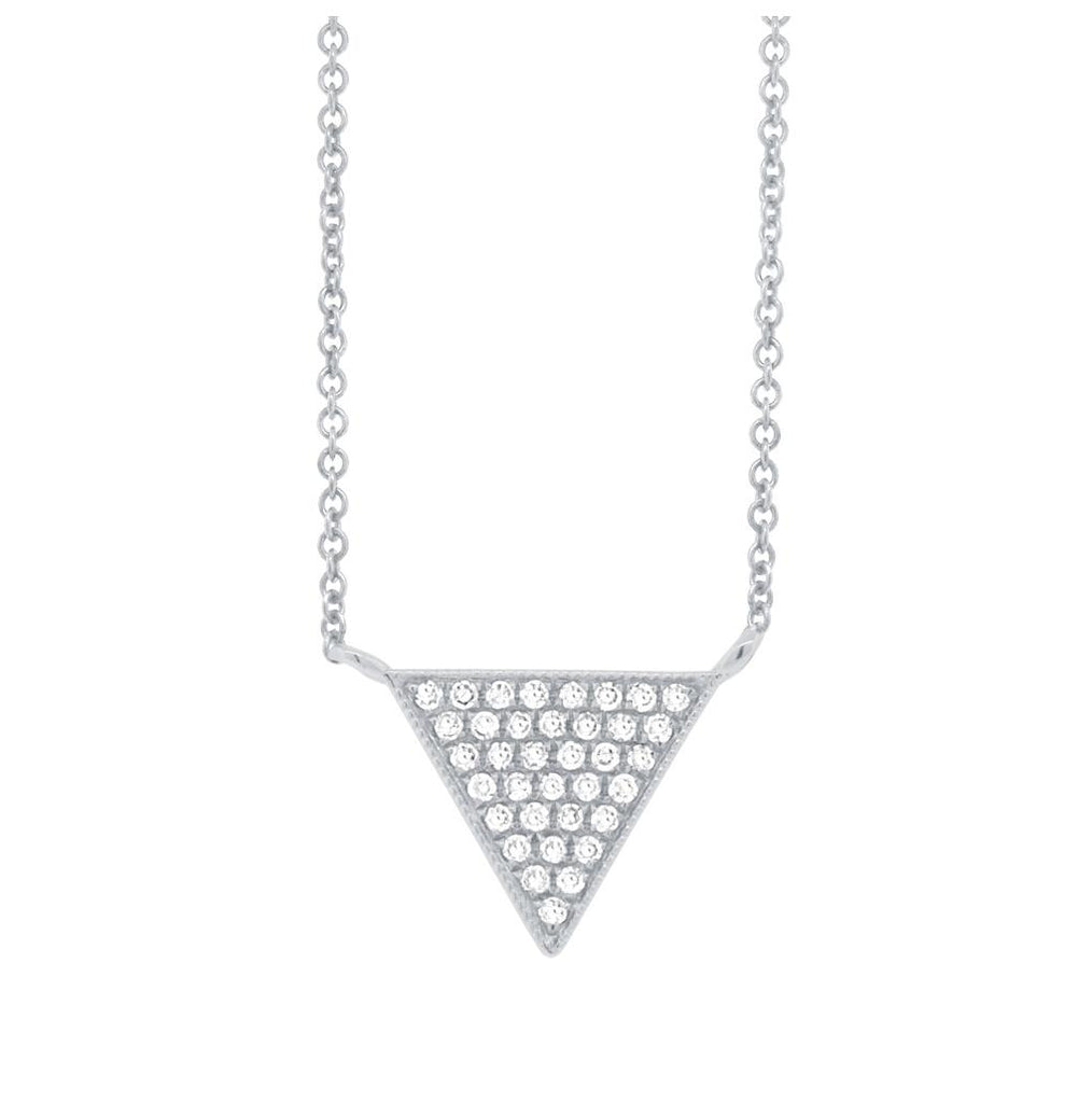 0.07 Ctw 14k White Gold Diamond Pave Triangle Necklace