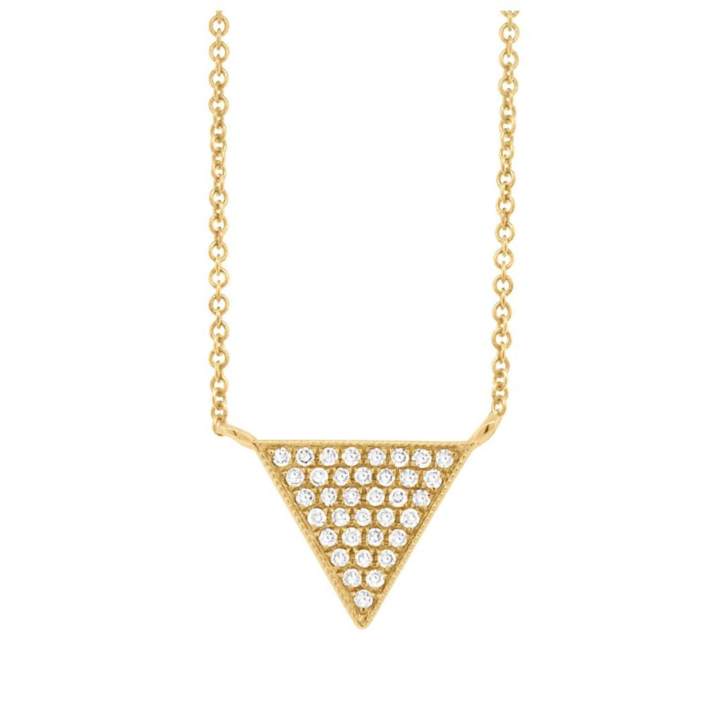 0.07 Ctw 14k Yellow Gold Diamond Pave Triangle Necklace