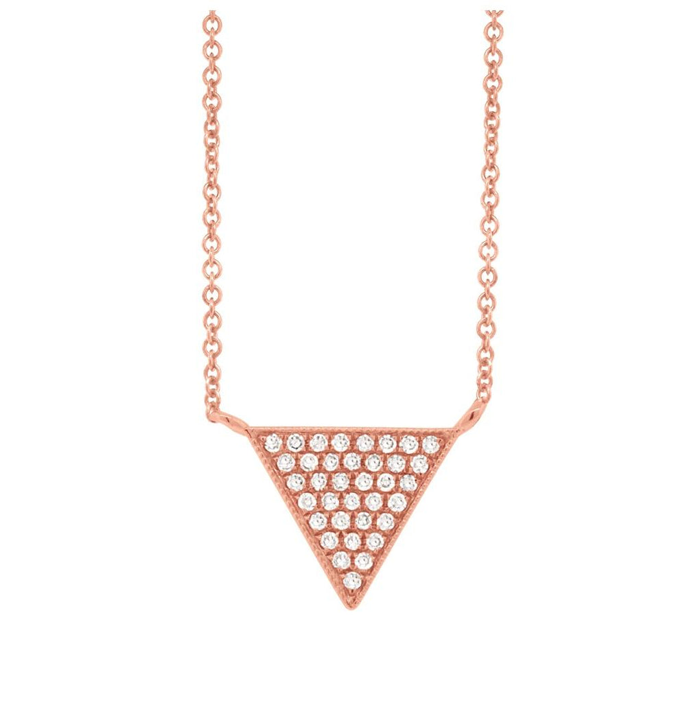 0.07 Ctw 14k Rose Gold Diamond Pave Triangle Necklace