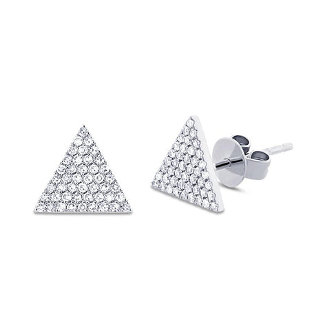 0.24 Ctw 14k White Gold Diamond Pave Triangle Earring