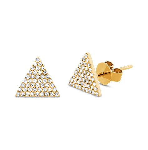 0.24 Ctw 14k Yellow Gold Diamond Pave Triangle Earring