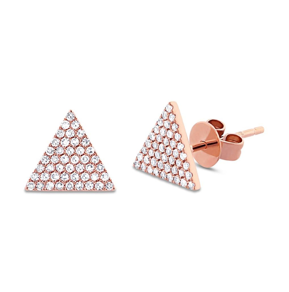 0.24 Ctw 14k Rose Gold Diamond Pave Triangle Earring