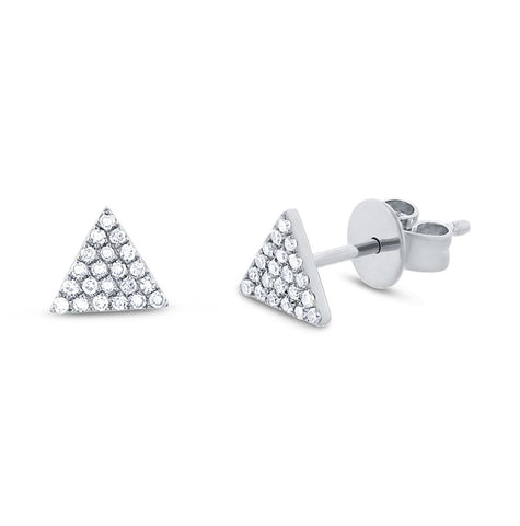 0.12 Ctw 14k White Gold Diamond Pave Triangle Earring