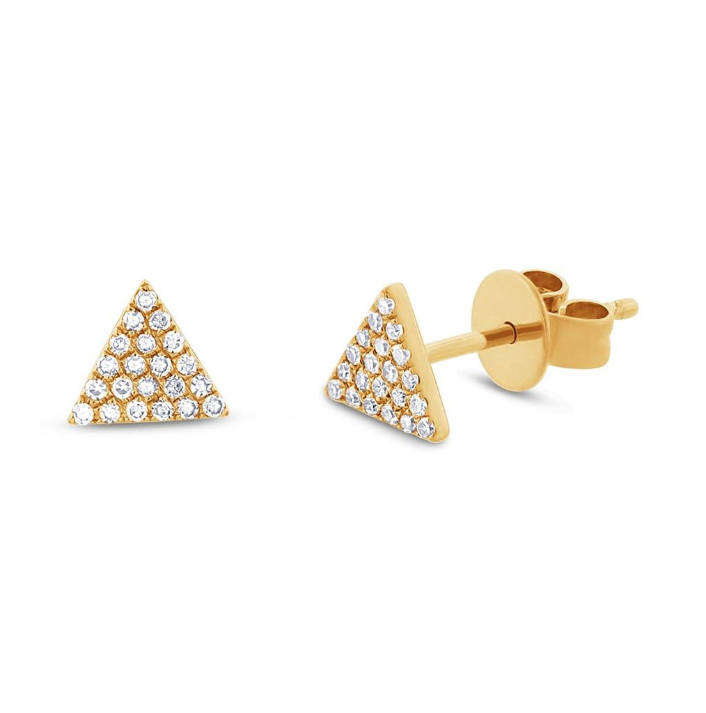 0.12 Ctw 14k Yellow Gold Diamond Pave Triangle Earring