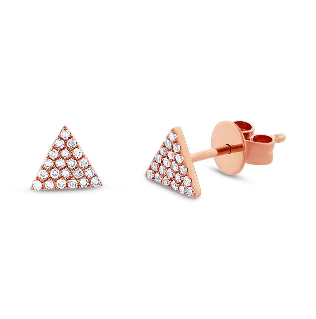 0.12 Ctw 14k Rose Gold Diamond Pave Triangle Earring