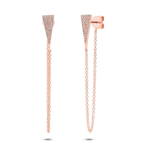 0.15 Ctw 14k Rose Gold Diamond Pave Triangle Earring