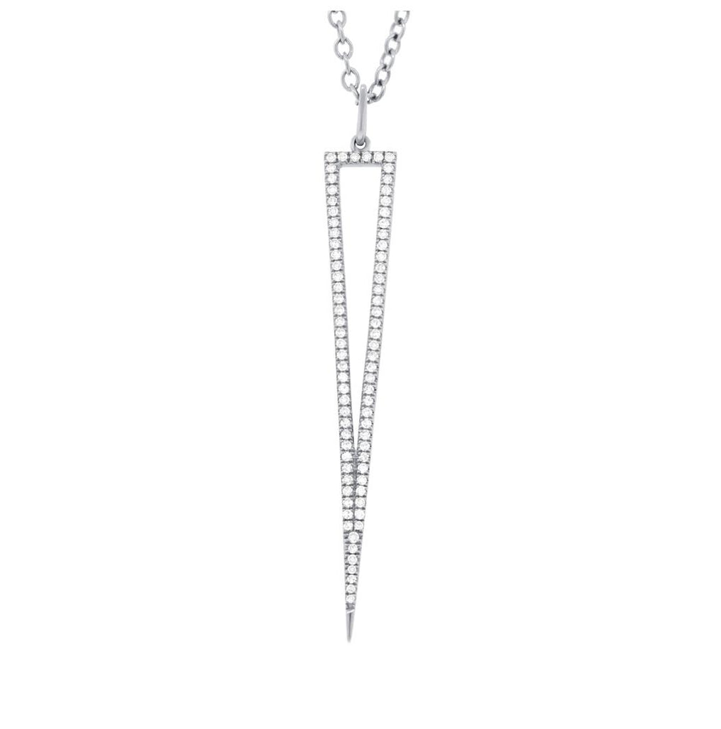 0.24 Ctw 14k White Gold Diamond Triangle Pendant Necklace With 18 Inch Chain