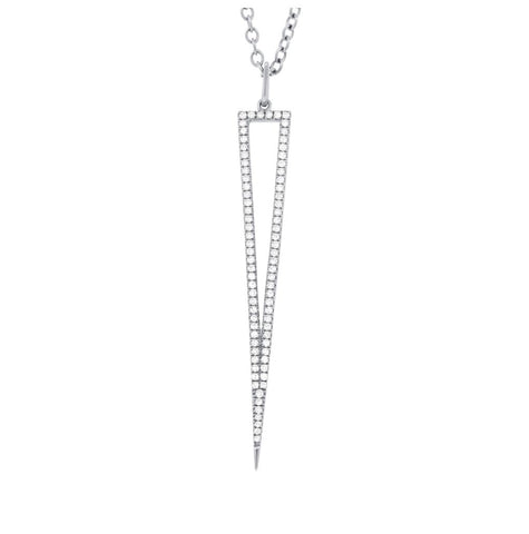 0.24 Ctw 14k White Gold Diamond Triangle Pendant Necklace With 18 Inch Chain