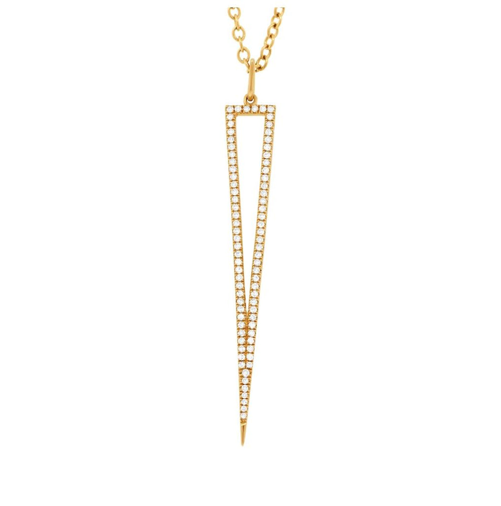 0.24 Ctw 14k Yellow Gold Diamond Triangle Pendant Necklace With 18 Inch Chain