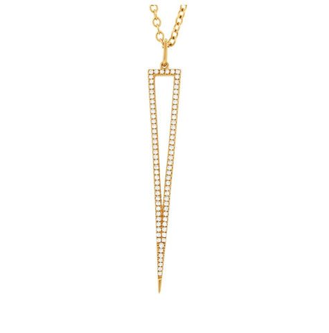 0.24 Ctw 14k Yellow Gold Diamond Triangle Pendant Necklace With 18 Inch Chain