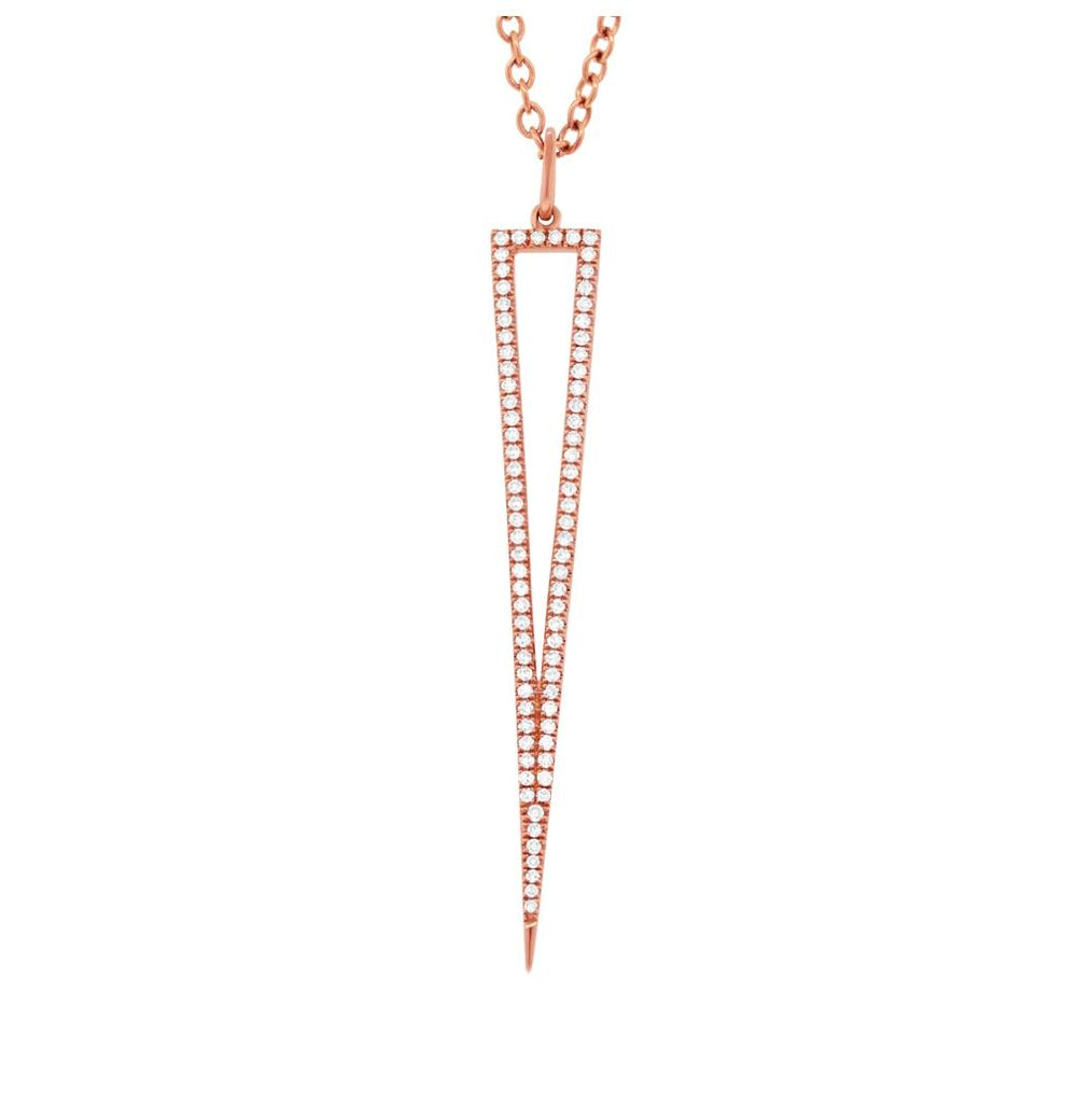 0.24 Ctw 14k Rose Gold Diamond Triangle Pendant Necklace With 18 Inch Chain