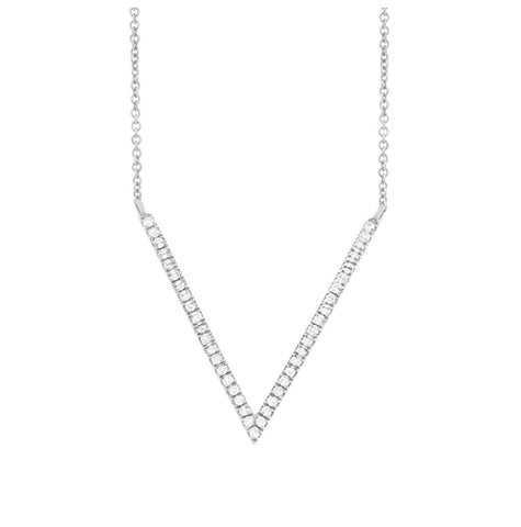 0.12 Ctw 14k White Gold Diamond Necklace