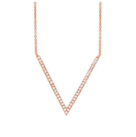 0.12 Ctw 14k Rose Gold Diamond Necklace