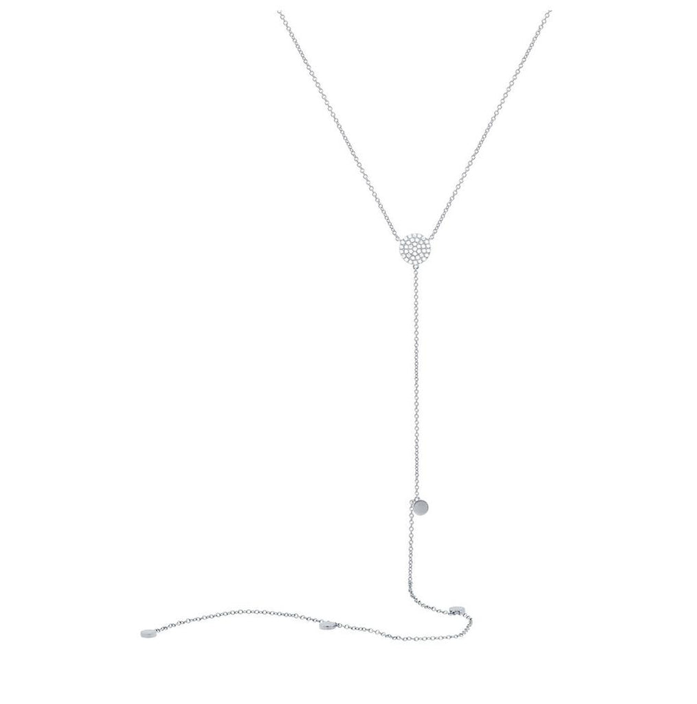 0.12 Ctw 14k White Gold Diamond Lariat Necklace