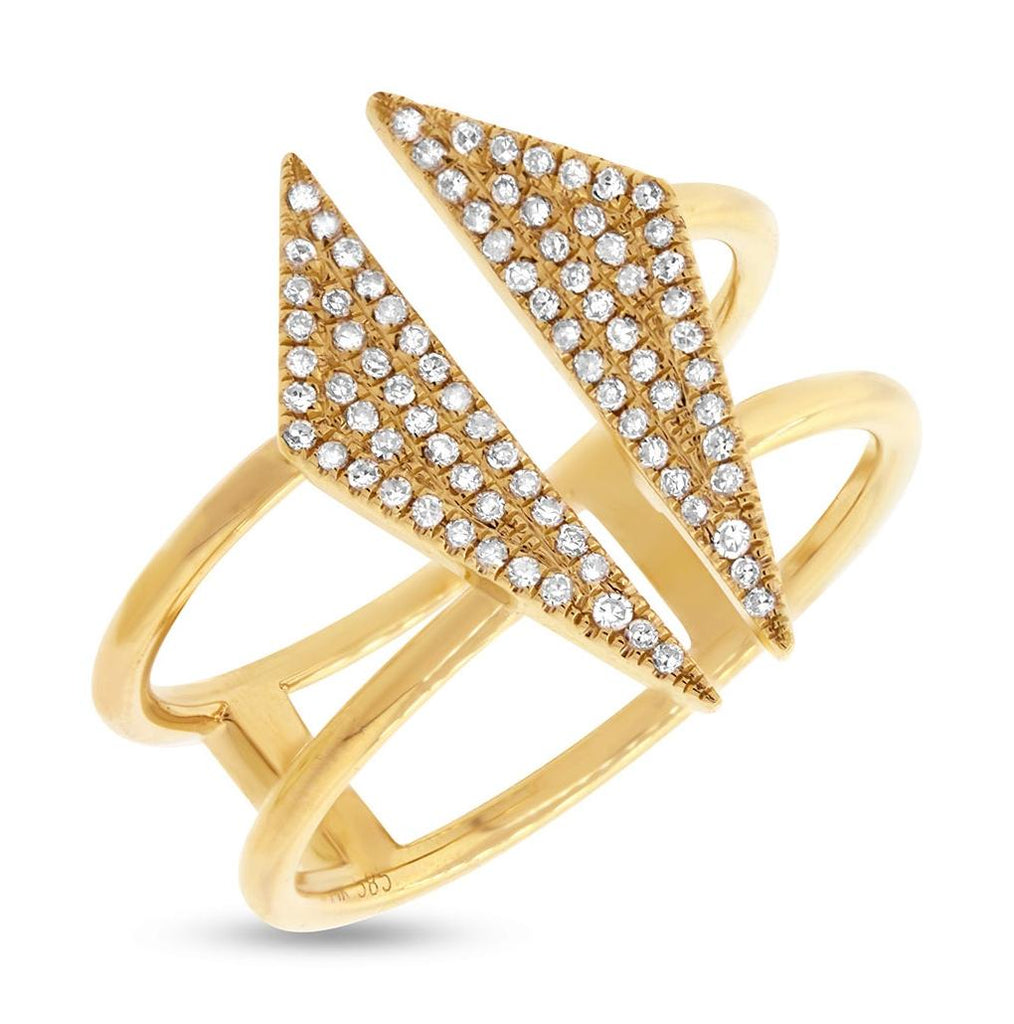 0.21 Ctw 14k Yellow Gold Diamond Pave Womens Ring
