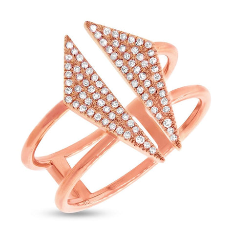 0.21 Ctw 14k Rose Gold Diamond Pave Womens Ring
