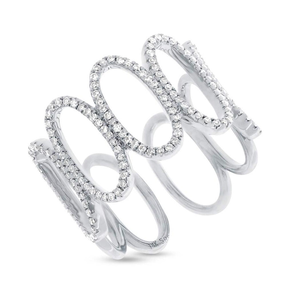 0.53 Ctw 14k White Gold Diamond Womens Ring Size 8.5