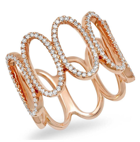 0.53 Ctw 14k Rose Gold Diamond Womens Ring Size 7.5