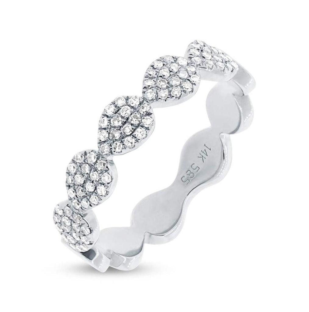 0.25 Ctw 14k White Gold Diamond Pave Womens Ring Size 9