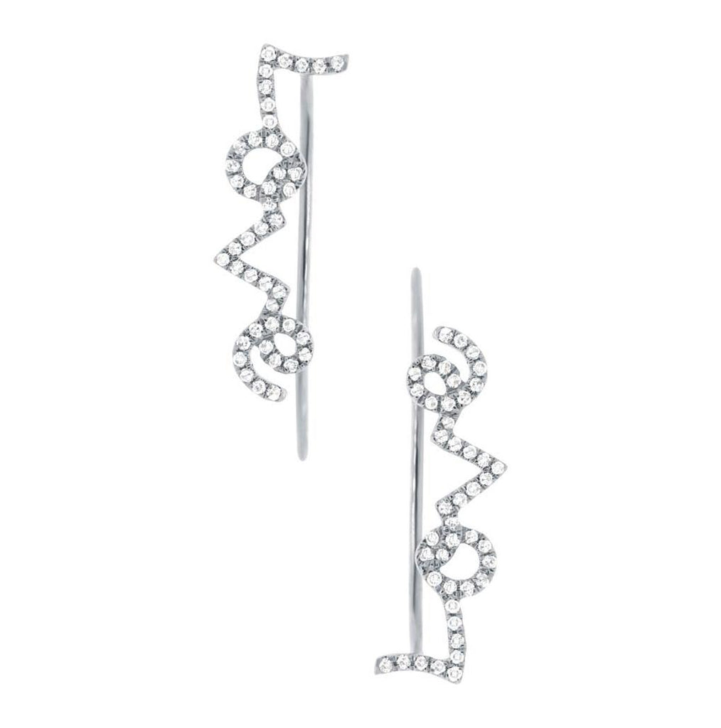 0.23 Ctw 14k White Gold Diamond Ear Crawler Earring