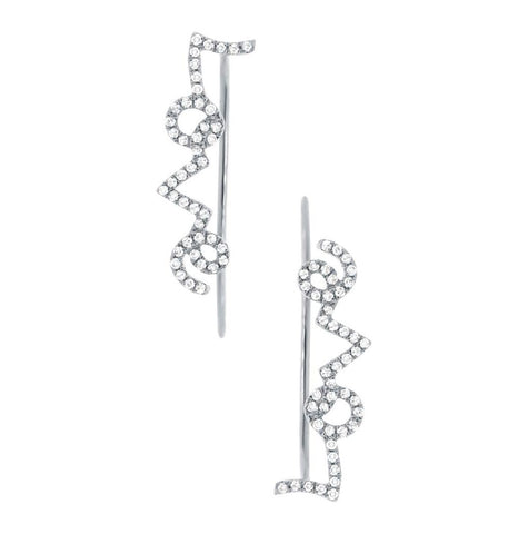 0.23 Ctw 14k White Gold Diamond Ear Crawler Earring