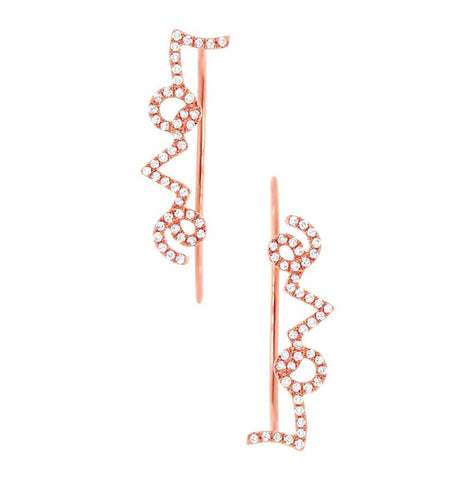 0.23 Ctw 14k Rose Gold Diamond Ear Crawler Earring