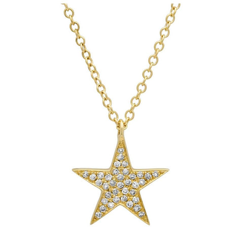 0.09 Ctw 14k Yellow Gold Diamond Star Pendant Necklace With 18 Inch Chain