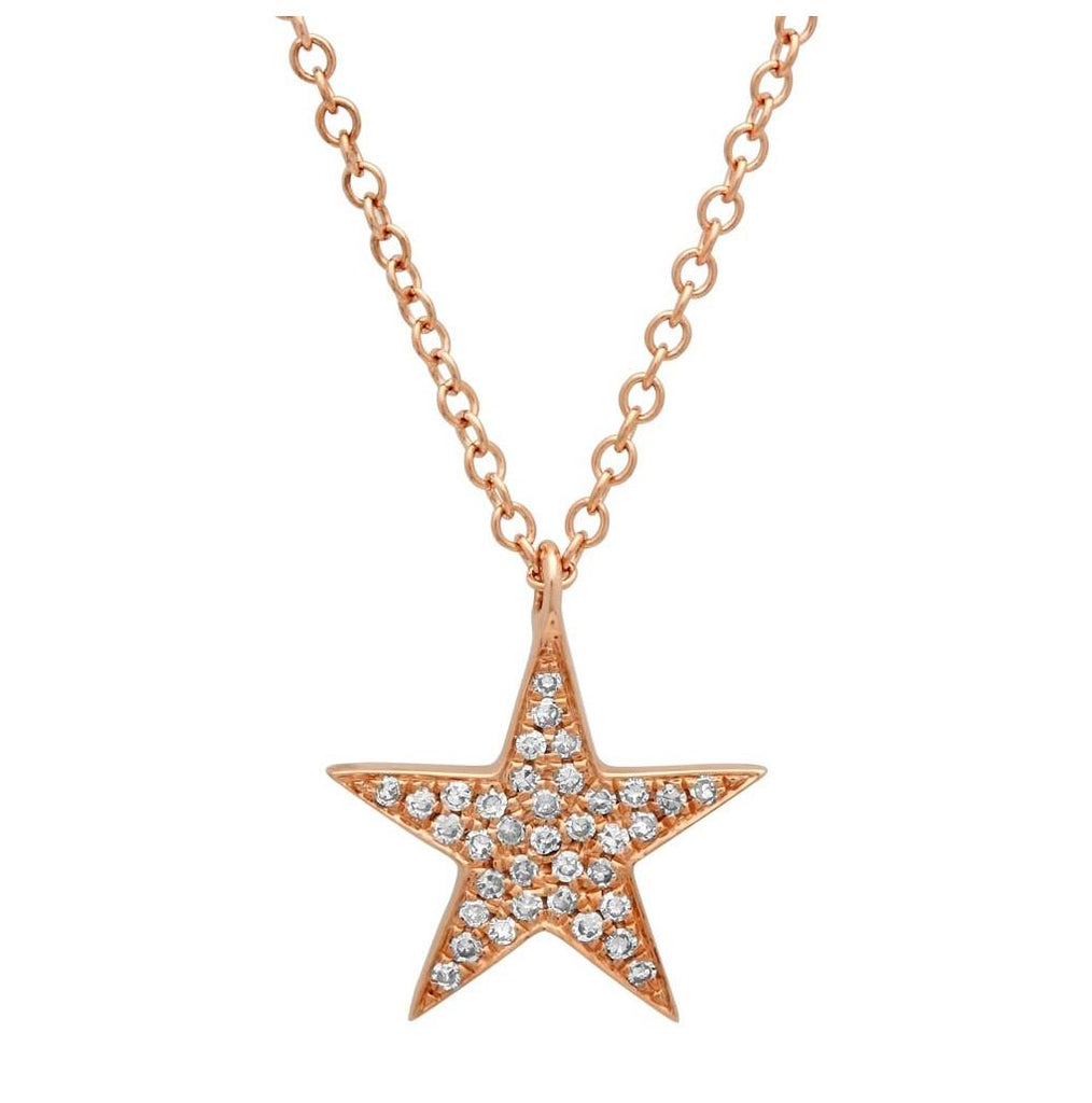 0.09 Ctw 14k Rose Gold Diamond Star Pendant Necklace With 18 Inch Chain