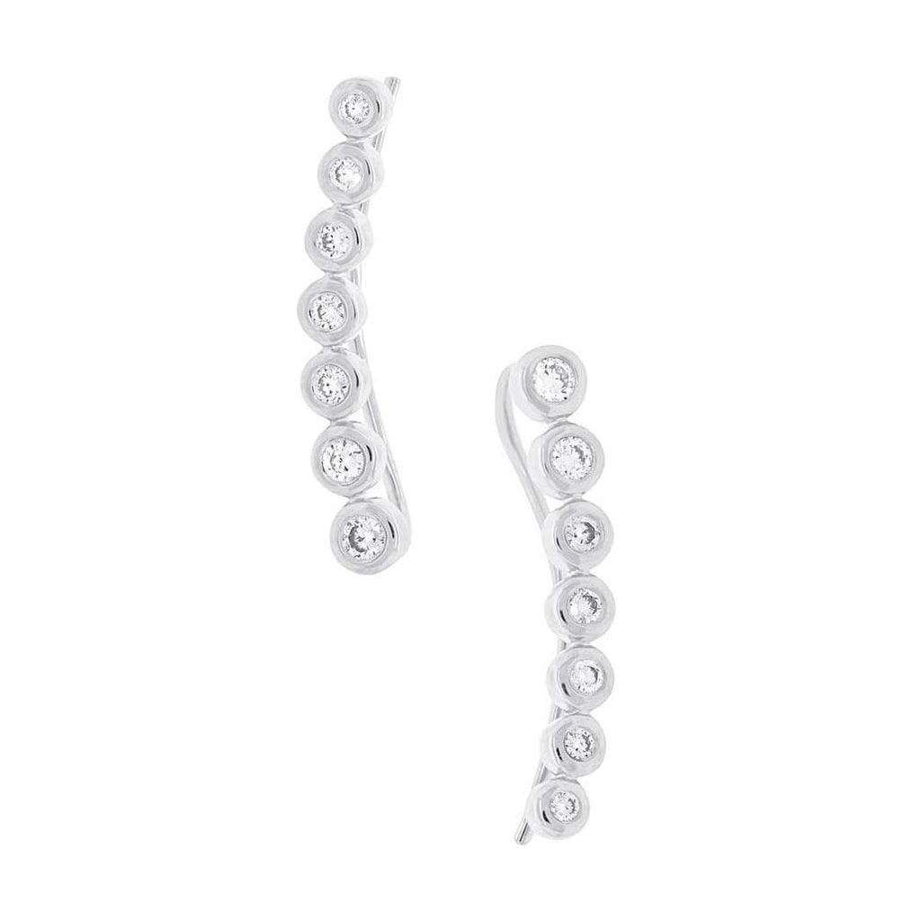 0.31 Ctw 14k White Gold Diamond Ear Crawler Earring