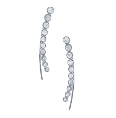 0.75 Ctw 14k White Gold Diamond Ear Crawler Earring