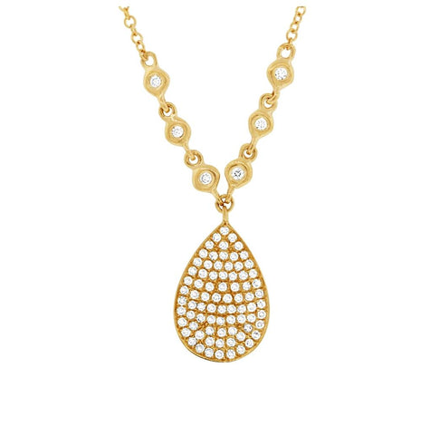 0.26 Ctw 14k Yellow Gold Diamond Pave Necklace