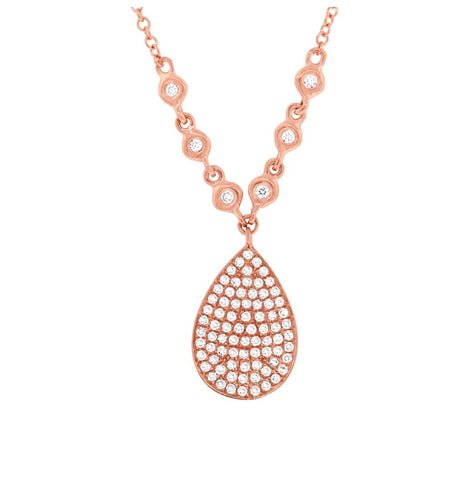 0.26 Ctw 14k Rose Gold Diamond Pave Necklace