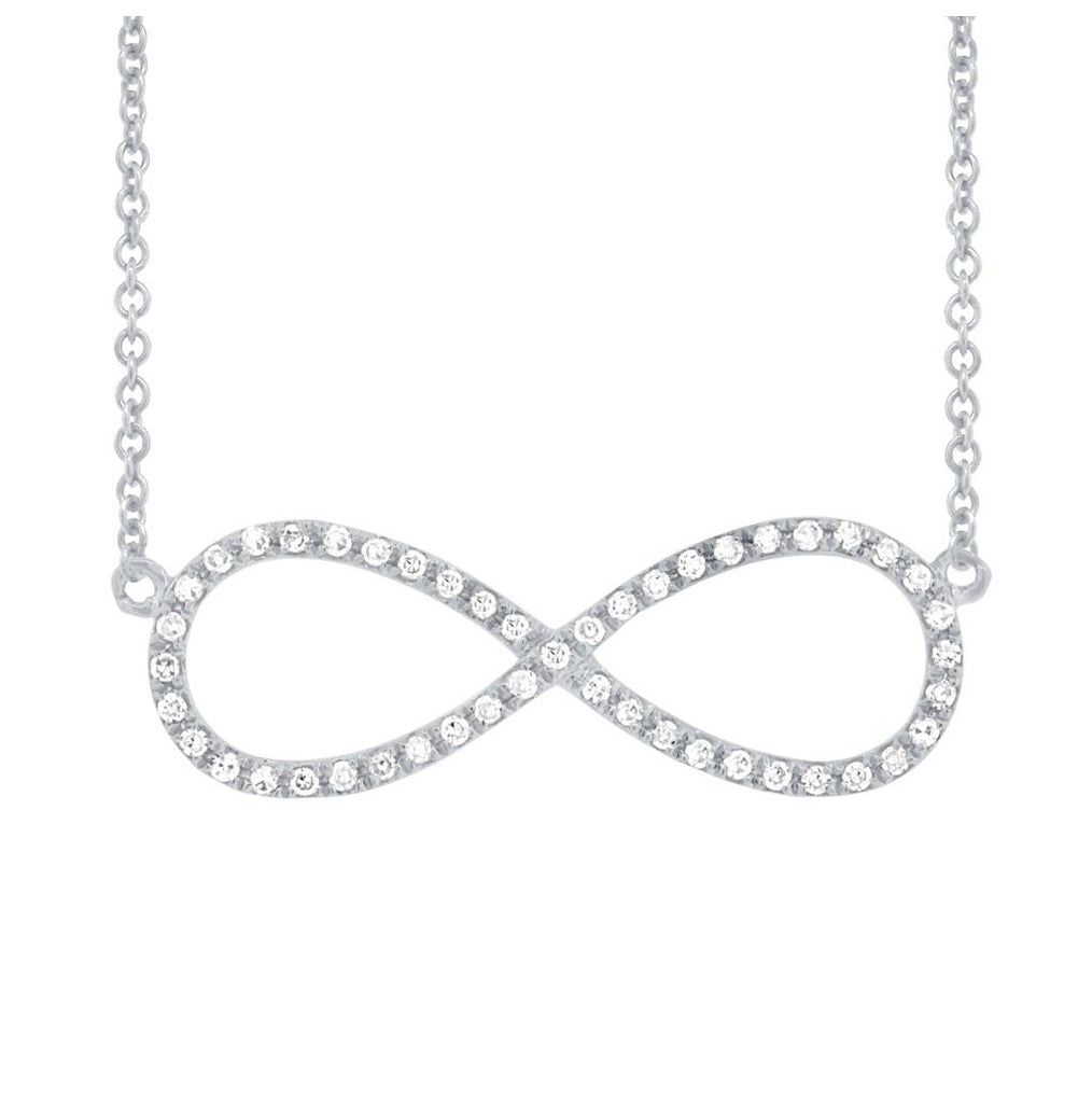 0.17 Ctw 14k White Gold Diamond Infinity Necklace