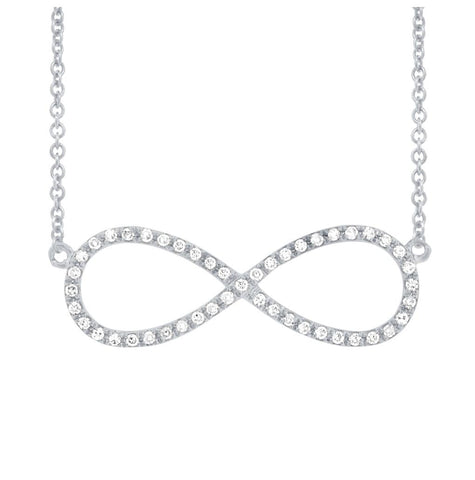 0.17 Ctw 14k White Gold Diamond Infinity Necklace