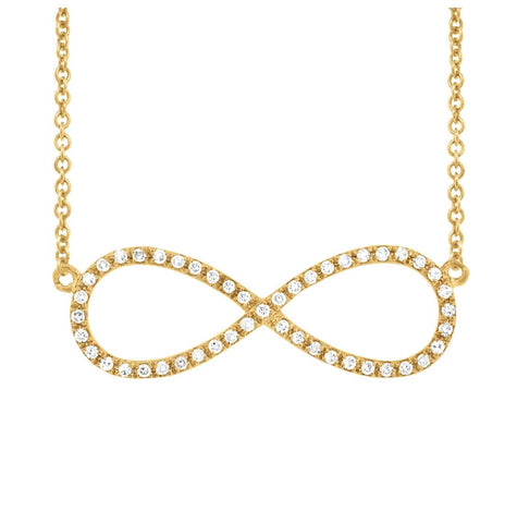 0.17 Ctw 14k Yellow Gold Diamond Infinity Necklace