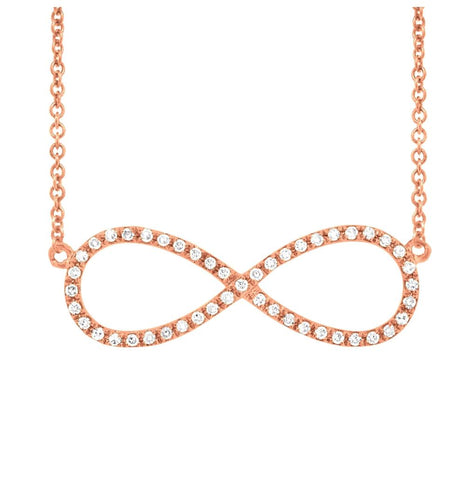 0.17 Ctw 14k Rose Gold Diamond Infinity Necklace