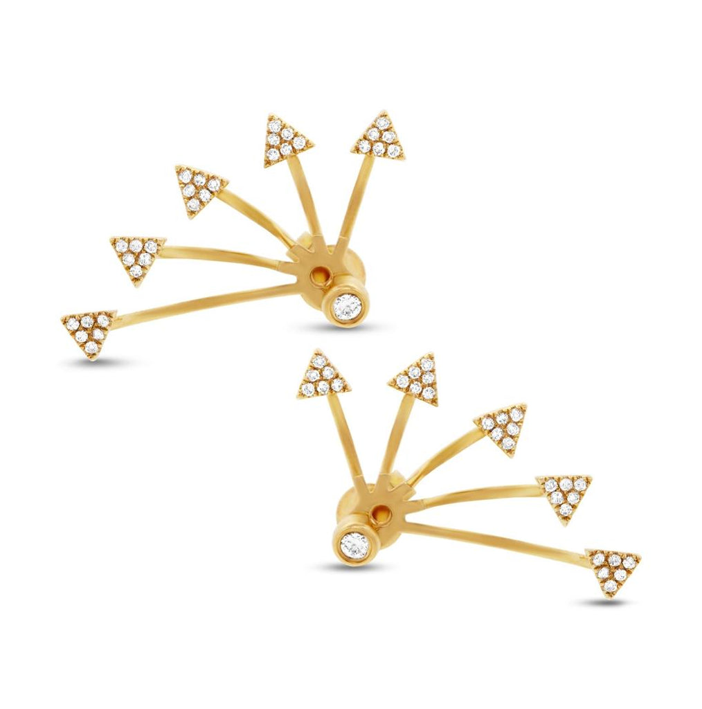 0.27 Ctw 14k Yellow Gold Diamond Triangle Ear Jacket Earring With Studs