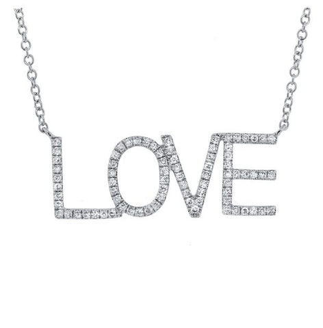 0.21 Ctw 14k White Gold Diamond "love" Necklace