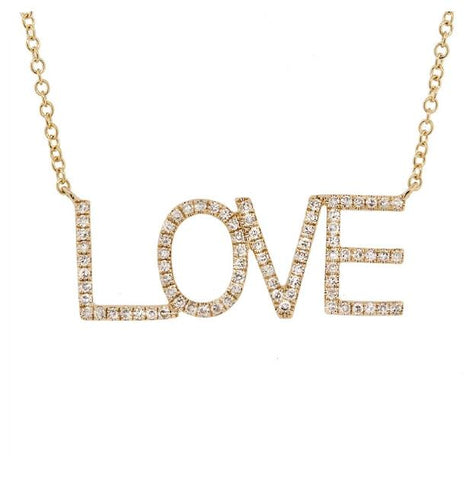 0.21 Ctw 14k Yellow Gold Diamond "love" Necklace