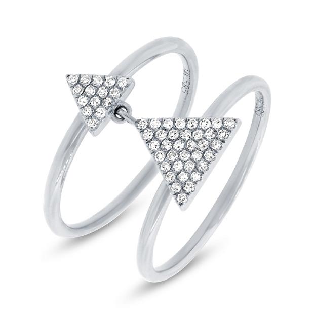0.17 Ctw 14k White Gold Diamond Pave Triangle Ring