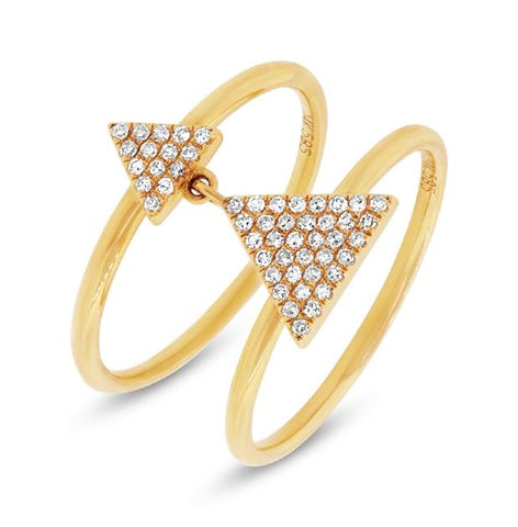 0.17 Ctw 14k Yellow Gold Diamond Pave Triangle Ring
