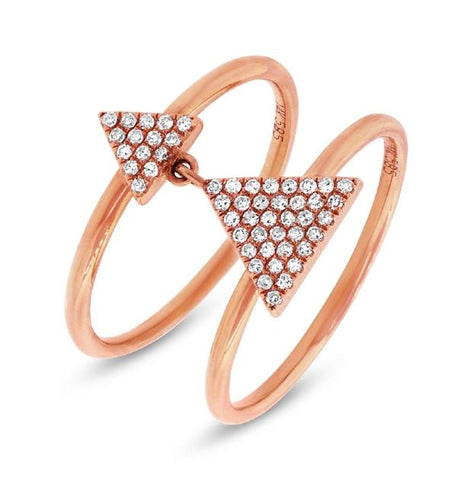0.17 Ctw 14k Rose Gold Diamond Pave Triangle Ring