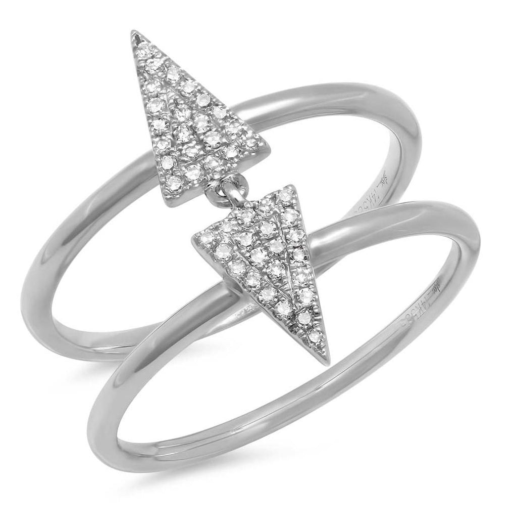 0.14 Ctw 14k White Gold Diamond Pave Triangle Ring