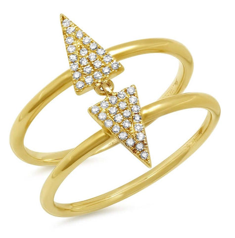 0.14 Ctw 14k Yellow Gold Diamond Pave Triangle Ring