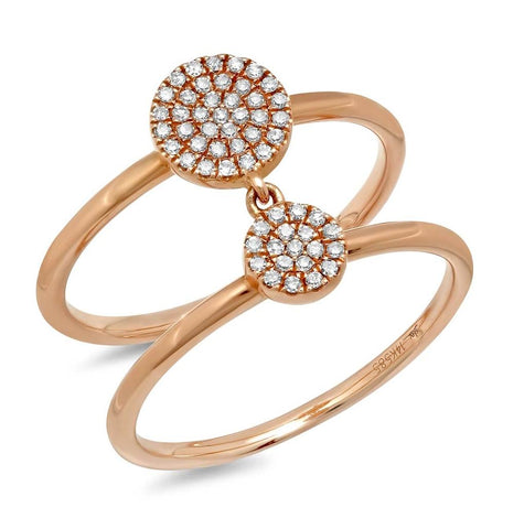 0.17 Ctw 14k Rose Gold Diamond Pave Womens Ring