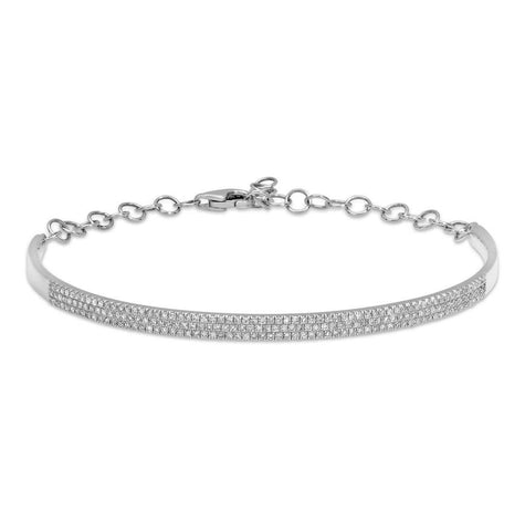 0.55 Ctw 14k White Gold Diamond Pave Bangle Bracelet